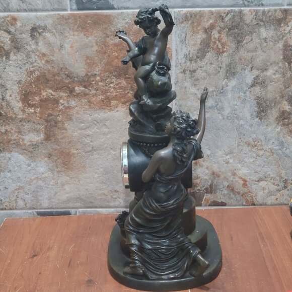 Vintage Figural Mantel Clocks Trio of Figures Women Child - Picture 6 of 13